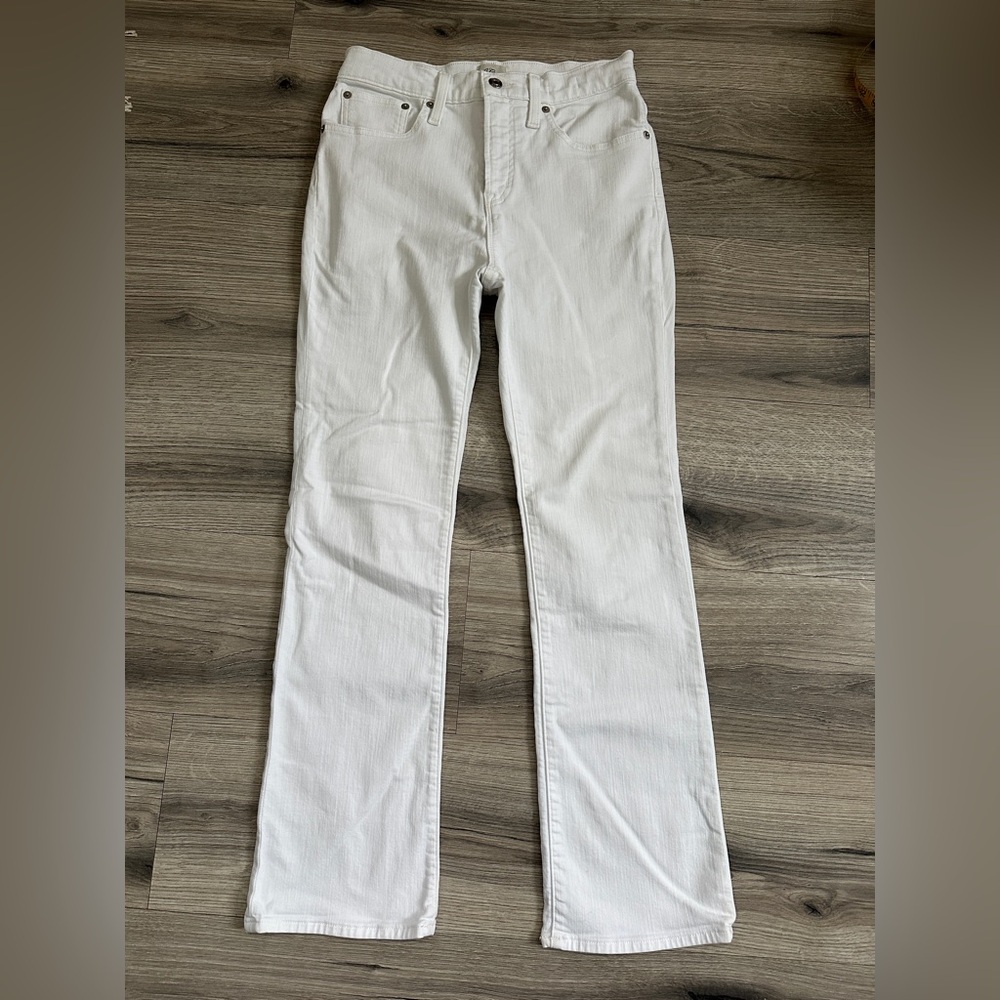 J. Crew Curvy Full Length Demi Boot Cut White Denim Jean | Size 28P